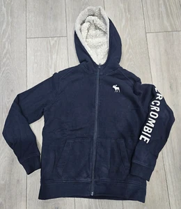 Abercrombie Blue Fleece Lined Hooded Full Zip Sweatshirt Jacket Size 13/14 - Picture 1 of 5