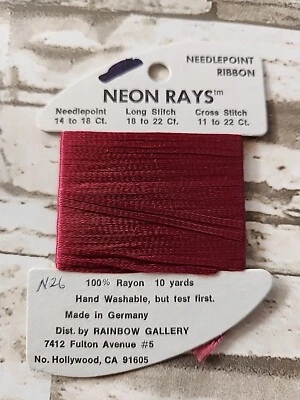 Rainbow Gallery Neon Rays N26 Burgundy 10 Yards Needlework - Image 1 of 2