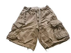 Vintage Abercrombie & Fitch Mens 28 Cargo Shorts Distressed Drawstring Brown - Picture 1 of 9