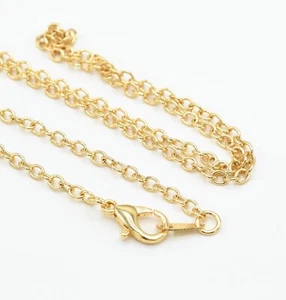 COLLANA CATENA CAVO IN OTTONE PLACCATO ORO 18K 19 POLLICI CON CHIUSURA IN ARAGOSTA. - Foto 1 di 1