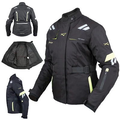 Motorrad Damenjacke Textil Wasserdichte Thermoweste Touring Fluo - Bild 1 von 4