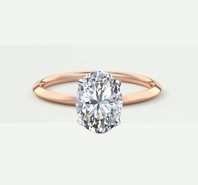 Anillo de diamantes cultivados IGI E/VVS 1,25 quilates corte ovalado creado en laboratorio sólido oro rosa de 14 quilates Foto 1 de 2