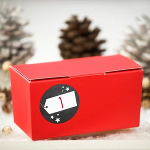 Adventskalender zum Befüllen 'Sternenzauber' schwarz - 24 rote Kisten & Sticker - Bild 1 von 3