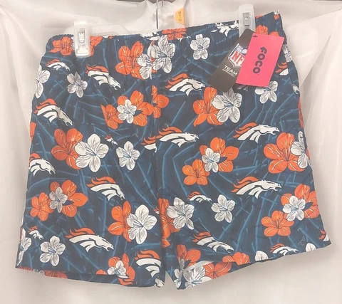 Denver Broncos Floral Swim Suit Men's Size Med NWT NFL Team Apparel FOCO Cover
