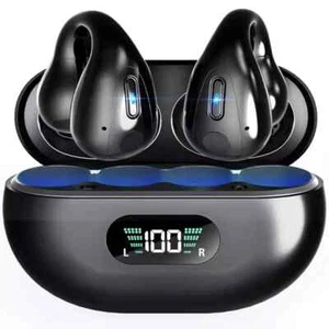 Bone Conduction Clip On Bluetooth Headset Open Ear Earbuds For iPhone & Android - Picture 1 of 20