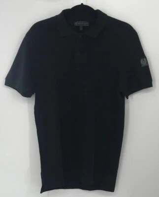Polo masculina Belstaff preta manga curta com ombro acolchoado tamanho G - Imagem 1 de 4