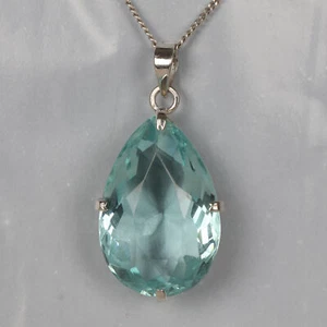 Colgante hidrotermal aguamarina de 57 quilates de plata esterlina 925 corte de pera para oficina - Imagen 1 de 6