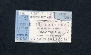 Boleto de concierto Rita Coolidge 1982 Stub Tower Theatre, Houston, Texas - Imagen 1 de 1