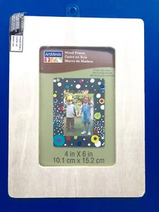 ArtMinds Unfinished Wood Frame, Fits 4" x 6" Photo, Light Wood, Kids Crafts,NEW - Foto 1 di 7