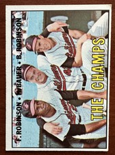 1967 Topps The Champs Frank & Brooks Robinson / Hank Bauer Orioles Card #1 EX
