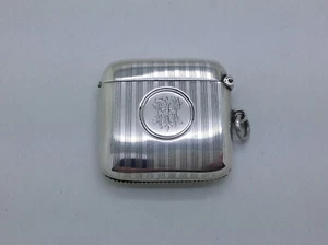 George V 1919 Sterling Silver Reeded Vesta Case Hallmarked Birmingham - Picture 1 of 13