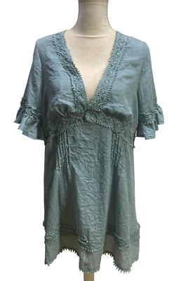 Розовый бриллиант женщин богемное коттедж core синий мини-платье размер L хлопок кружева - Изображение 1 из 4