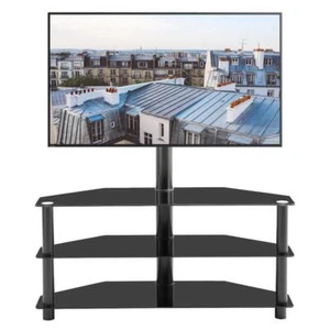 Multi-Function Angle And Height Adjustable Tempered Glass 32-56" TV Stand BlackO - Picture 1 of 8