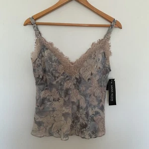 Anne Klein Y2K Silk Babydoll Lace Floral Sleeveless Top Camisole 12P Fairy $195 - Picture 1 of 14