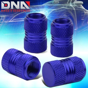 4PCS 17MM KNURLED BLUE ALUMINUM TIRE RIM AIR PORT DUST COVER VALVE STEM CAPS - Picture 1 of 5