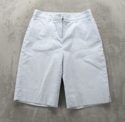 Pantalones Cortos Jones New York Signature Bermudas Para Mujer 6 Blanco Azul Rayas Algodón Nylon Foto 1 de 4