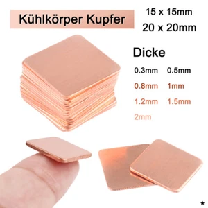 Kühlkörper Kupfer 0.3/0.5/0.8/1/1.2/1.5/2mm Kupfer Pads Heatsink 15x15mm 20x20mm - Bild 1 von 13