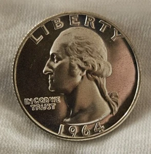 25C 1964 (prueba) Washington cuarto gema prueba - 90 % plata envío gratuito - Imagen 1 de 5