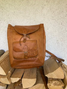 Rucksack Lederrucksack Damen Herren Vintage Braun Leder Schweiz - Bild 1 von 7