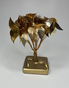Escultura de alambre de metal hoja de oro vintage árbol de ensueño mediados de siglo decoración moderna - Imagen 1 de 6