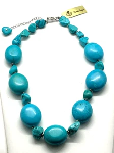 NWT Premier Designs Silver Tone Faux Turquoise Beaded 17" Necklace - Picture 1 of 7