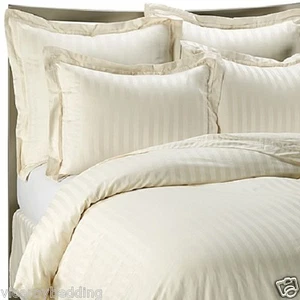 500 Thread CLASSIC STRIPE Continental SQUARE 65cm x 65cm Pillow cases Cream - Picture 1 of 1