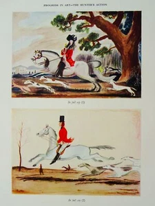 1939 Vintage Colour Print PROGRESS IN ART - THE HUNTERS ACTION - Picture 1 of 2