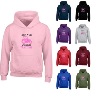 Kids "JUST A GIRL WHO LOVES TRACTORS" Printed Hoodie - Picture 1 of 11