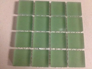 1"x1" Frosted Glass Tile Mosaic Kitchen Bathroom Wall: Green - 4"x4" sample - Picture 1 of 3