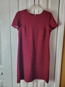 Calvin Klein Dress Size 6 Burgundy Plaid  Short  Zipper - Picture 1 of 11