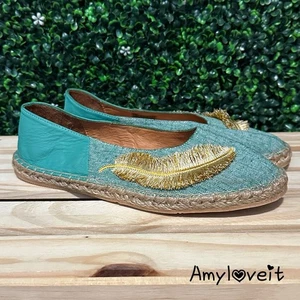 Silvia Combs Espadrille-Flats mit Lederbesatz Größe 9 neu - Bild 1 von 6