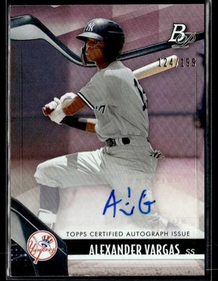 L46,380- 2021 Bowman Platinum Top Prospect Auto Pink #TOP54 Alexander Vargas/199 - Image 1 of 2