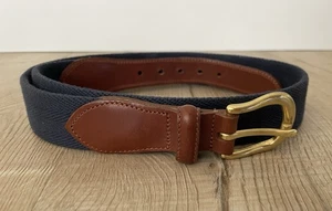 Vintage Coach Herren Gurtband Gürtel 3880 3834" 85 cm blau geflochtenes Leder Messingschnalle - Bild 1 von 8