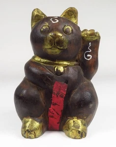 Winkende Katze aus Holz, farbig, 16oz B4xT5xH6inch Japan Glücksartikel Vintage - Bild 1 von 10