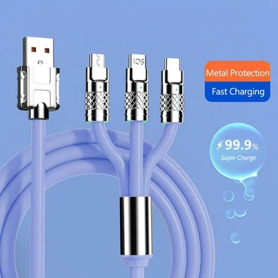 3 in 1 Fast Charging Cable Cell Phone Charger Cord For iPhone Type C Micro USB - Image 1 of 4