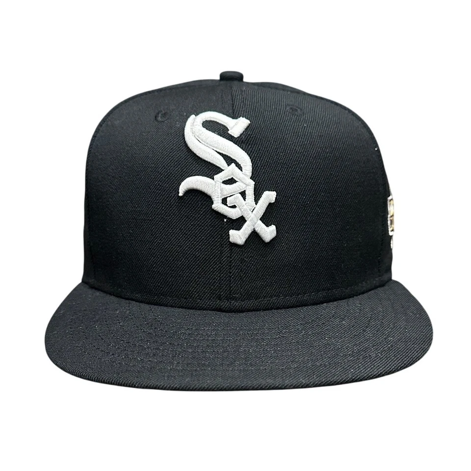 Vtg Chicago White Sox 2005 World Series Hat New Era 59FIFTY 7 3/8 Black Wool - Image 1 of 4