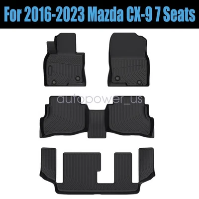 Front & Rear Floor Mats Liner For 2016-2023 Mazda CX-9 4-Door 7 Passengers TPE — 第 1/4 张图片
