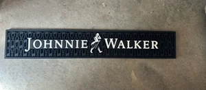 JOHNNIE WALKER SCOTCH WHISKY RUBBER BAR RAIL RUNNER SPILL MAT *BRAND NEW* BLACK - Picture 1 of 1