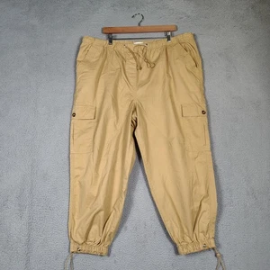 Avec Les Filles Pants Women 2X Tan Cargo Pockets Drawstring Waist Tapered Jogger - Picture 1 of 13