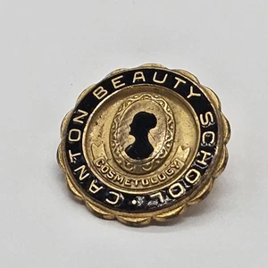 Vintage Canton Beauty School Cosmetology Pin Back Brooch Scholart Co. - Picture 1 of 5