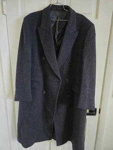 Vintage Maitland of England Mens Black Long Line Wool Cashmere Top Trench Coat - Picture 1 of 9