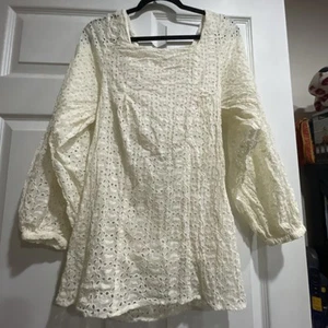 Vestido Free People Mujer Pequeño Blanco Talla Mediana Crochet Boho Fairy - Imagen 1 de 9