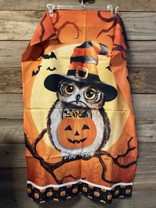 Owl In Witches Hat Jack O Lantern Halloween Fall Garden House Flag 43" x 28" - Picture 1 of 4