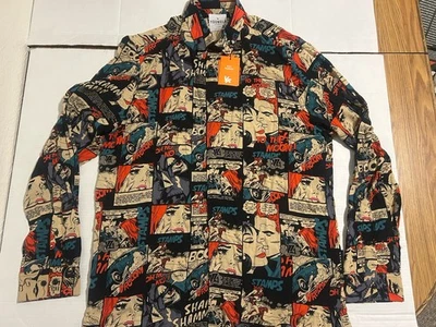YoungLA Shirt Men XL Button Up Long Sleeve Comic Viscose Hawaiian Cartoon NWT - Image 1 of 4