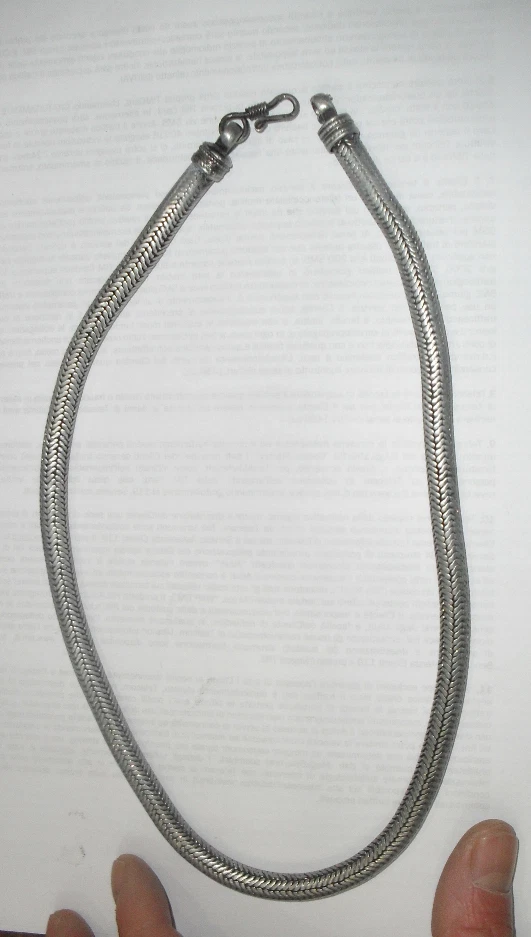  collana bagno argento indiano INDIAN SILVER snake necklace 48 50CM X 6/7 mm - Immagine 1 di 1