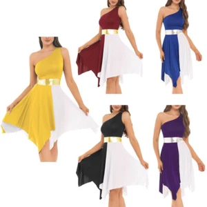 Womens Color Block Lyrical Dance Dress Tunic Worship Praise Dancewear AU - Picture 1 of 45