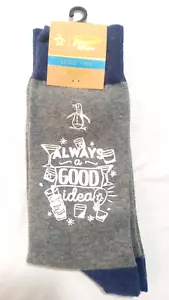Original Penguin Socks "Always a Good Idea" Blue & Gray Combed Cotton One Size - Picture 1 of 5