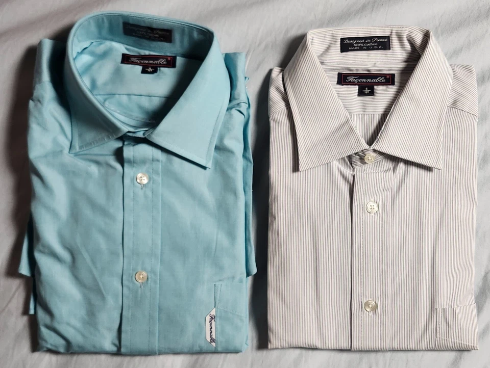 Лот из 2 Faconnable мужской платье рубашки многоцветный размер 4 16R сделано в США хлопок - Изображение 1 из 4