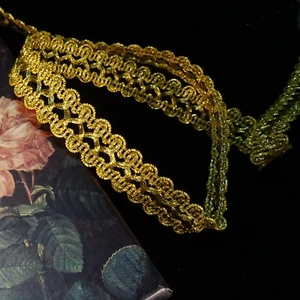 1 y Vintage Gold metallic braid lace trim passementerie brocade tape 3/4" pillow - Picture 1 of 6