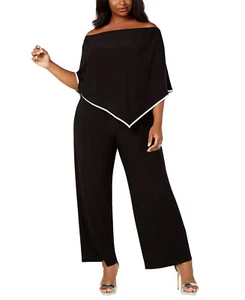 MSK Plus Size Women Off Shoulder Trimmed Overlay Jumpsuit - Wedding Guest Outfit - Picture 1 of 6